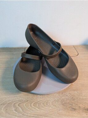 Crocs Alice Mary Jane Slip On Shoes Rubber Comfort Brown Women's 10 Casual Flats